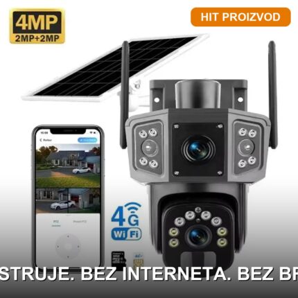 WiFi 4G Solarna Kamera sa Dva Sočiva V380 WS-Q70 – 4MP Dual PTZ IP66