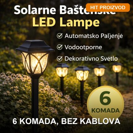 Solarne baštenske LED lampe za dvorište – set od 6 komada