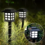 Solarne Lampe Kućice Bele – Set od 4 Komada za Baštu i Terasu - prednja strana