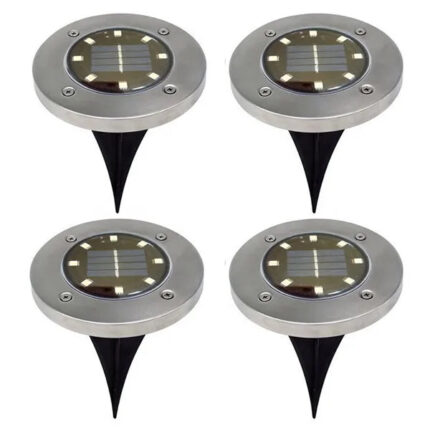 Solarne Podne LED Lampe za Dvorište – Set 4 kom, Inox, Automatsko Paljenje