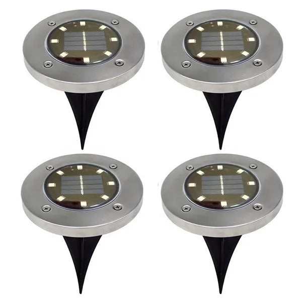 Solarne Podne LED Lampe za Dvorište – Set 4 kom, Inox, Automatsko Paljenje