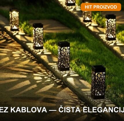 Solarni fenjer za baštu — set od 6 komada, crni