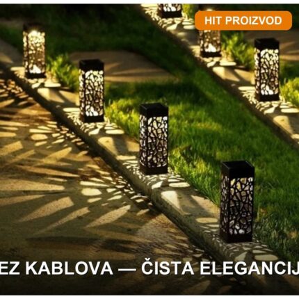 Solarni fenjer za baštu — set od 6 komada, crni