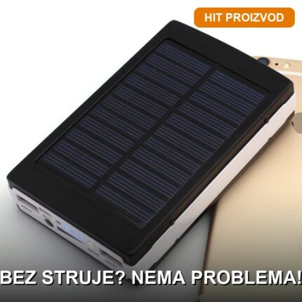 Solarni PowerBank 60000mAh sa LED Svetlom — Punjač za Telefon, Tablet i MP3