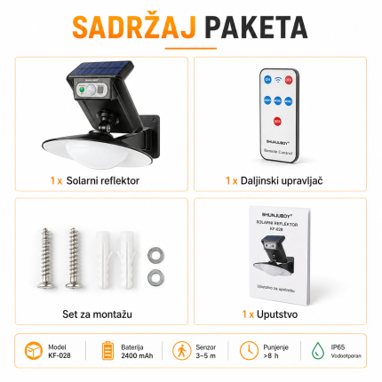 solarni reflektor za sigurnost — prednja strana