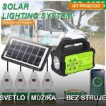 Solarni komplet sa akumulatorom, Bluetooth zvučnikom i 3 LED sijalice - prednja strana
