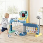 Sportski set 5 u 1 za decu – koš, gol, kuglanje i golf igračka — u upotrebi