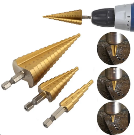 Stepenaste Burgije HSS Set 3 Kom – Bušenje Metala i Drveta do 32mm - slika 2