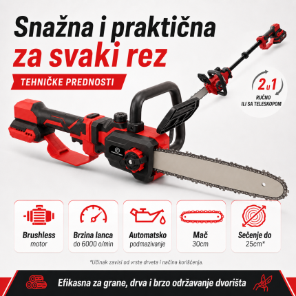 teleskopska aku testera 30 — prednja strana