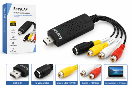 Easy CAP USB 2.0 Video Capture Adapter za Digitalizaciju VHS i Analognih Snimaka