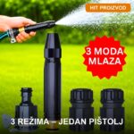 Vodeni Pištolj za Baštu i Pranje Kola – Set 4u1 sa 3 Režima Mlaza - u upotrebi