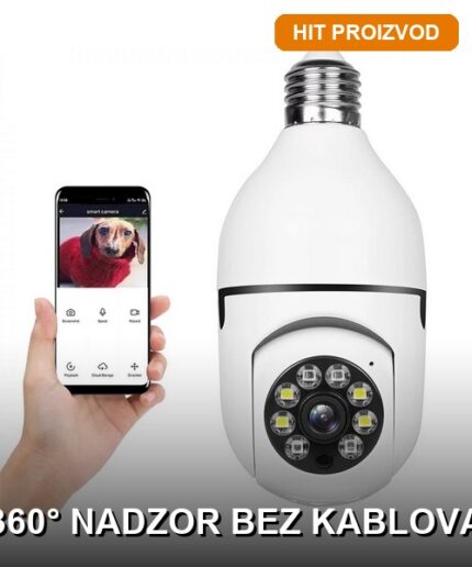 WiFi Kamera Sijalica 360° Rotaciona PTZ Full HD – E27 Grlo, Vodootporna