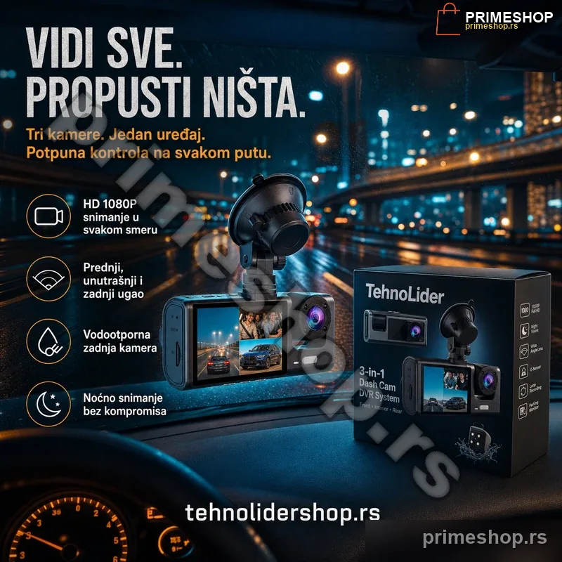 115172-primeshop Auto kamera sa 3 kamere DVR za auto 3u1 Black Box