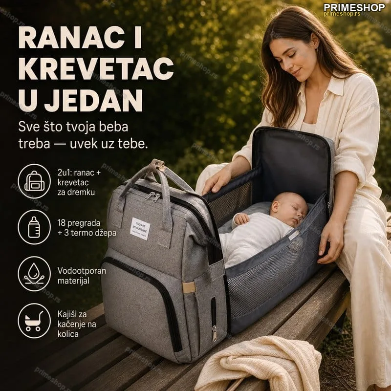 2u1 Ranac krevetac za mame i bebe Rasprodaja