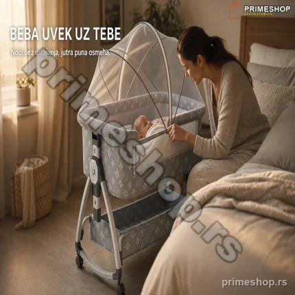 Krevetac i kolevka za bebe 2u1 sa dušekom i komarnikom