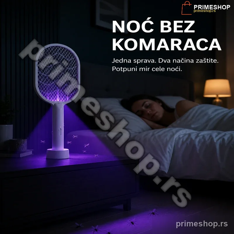 Elektricni reket protiv komaraca sa UV lampom 3000V 2u1 Elektricni reket protiv komaraca sa UV lampom 3000V 2u1