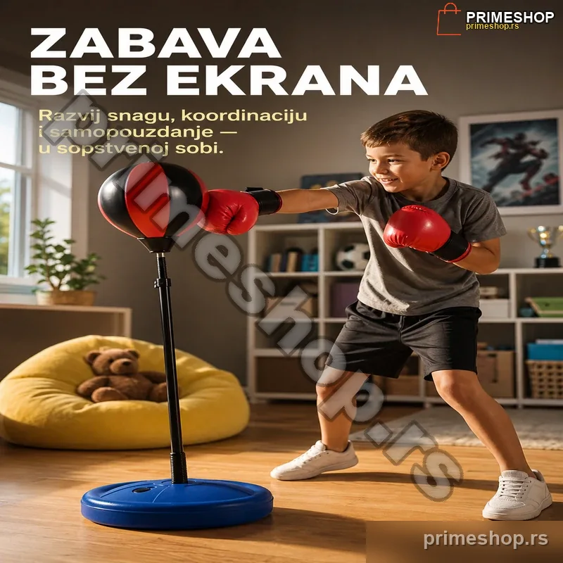 83228-primeshop Dečiji boks set sa stojećom vrećom — PU materijal, za decu od 6 godina