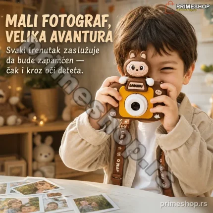 Fotoaparat za decu Labubu braon sa gumenom zaštitnom maskom