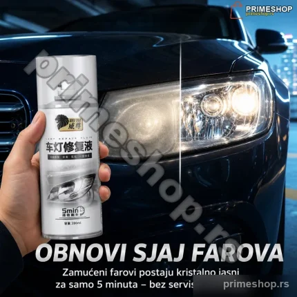 Sprej za Poliranje Farova – Vraća Sjaj Zamućenim i Požutelim Farovima