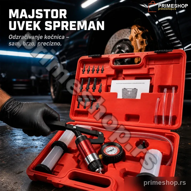 88065-primeshop Vakum Pumpa sa Manometrom – Odzračivanje Kočnica i Test Vakuuma (1–3 bara)