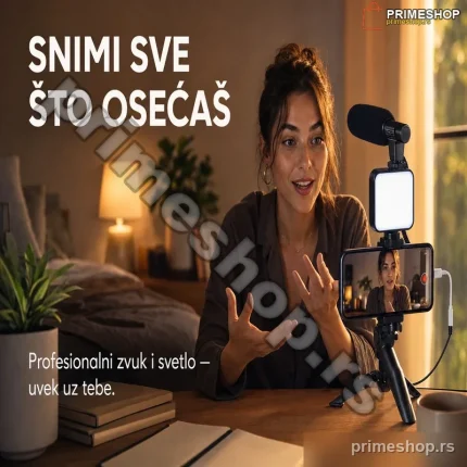 4 u 1 Set za Vlogovanje – Mikrofon, LED Lampa i Stativ za Kreatore Sadržaja
