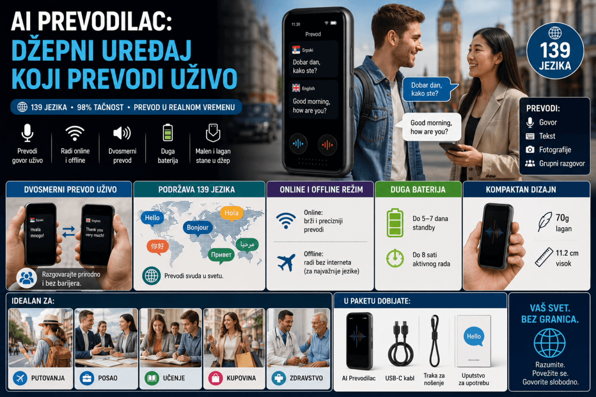 AI prevodilac: džepni uređaj koji prevodi uživo 139 jezika
