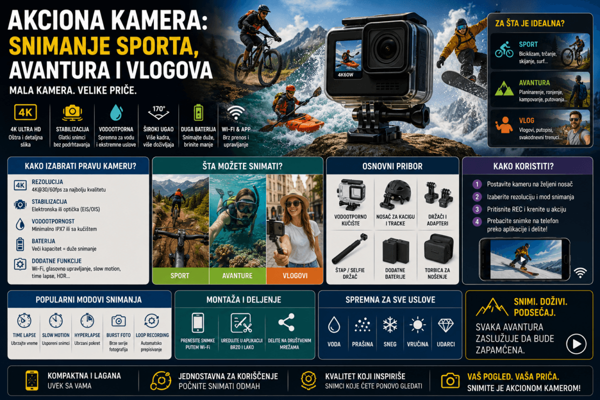 Akciona kamera: snimanje sporta, avantura i vlogova