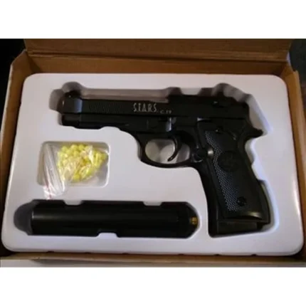 Airsoft pištolj C19 sa prigušivačem — metal i plastika
