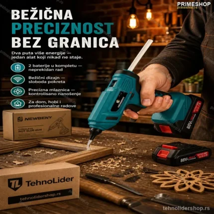 Aku Pištolj za Topli Lepak sa 2 Baterije – Bežični, Precizan