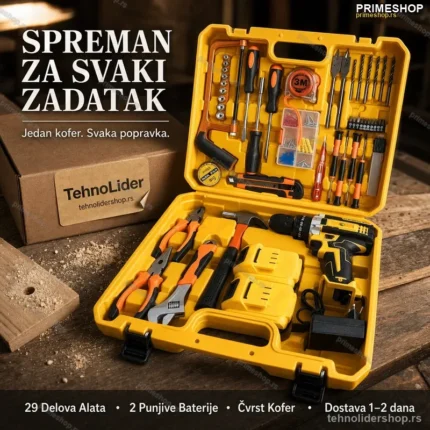 Aku Šrafilica Set Alata – 29 Delova + 2 Baterije u Koferu