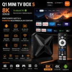 Android TV Box Q1 Mini — 8K Ultra HD, Android 14, WiFi - prednja strana