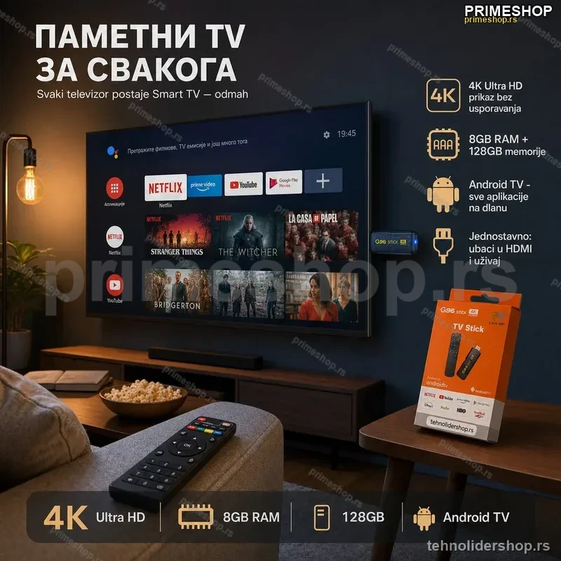 Android TV Stik Q96 4K | 8GB RAM + 128GB | Smart TV Box Android TV Stik Q96 4K | 8GB RAM + 128GB | Smart TV Box