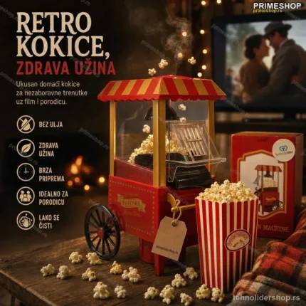 Aparat za Kokice Retro Kolica – Vrući Vazduh, Zdravija Užina