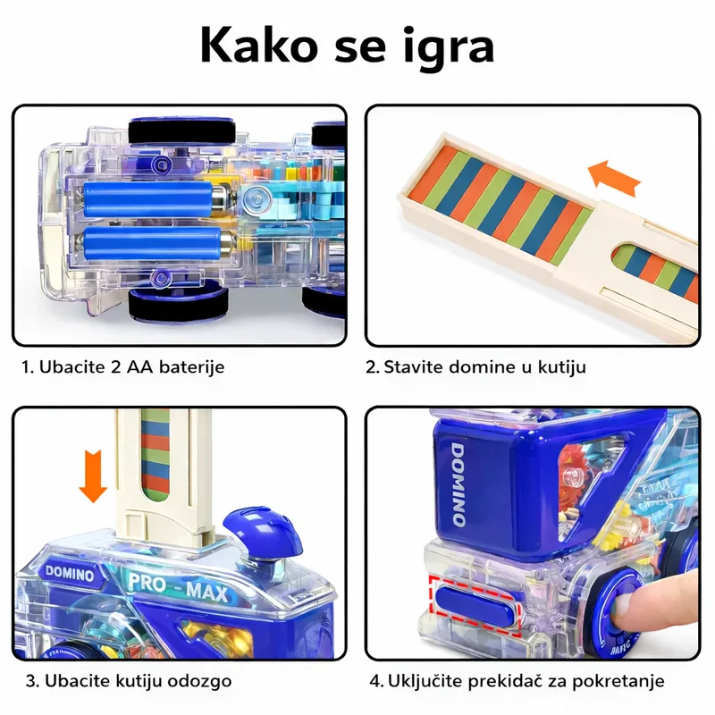 Autić za automatsko slaganje domina sa svetlima domino autić - u upotrebi
