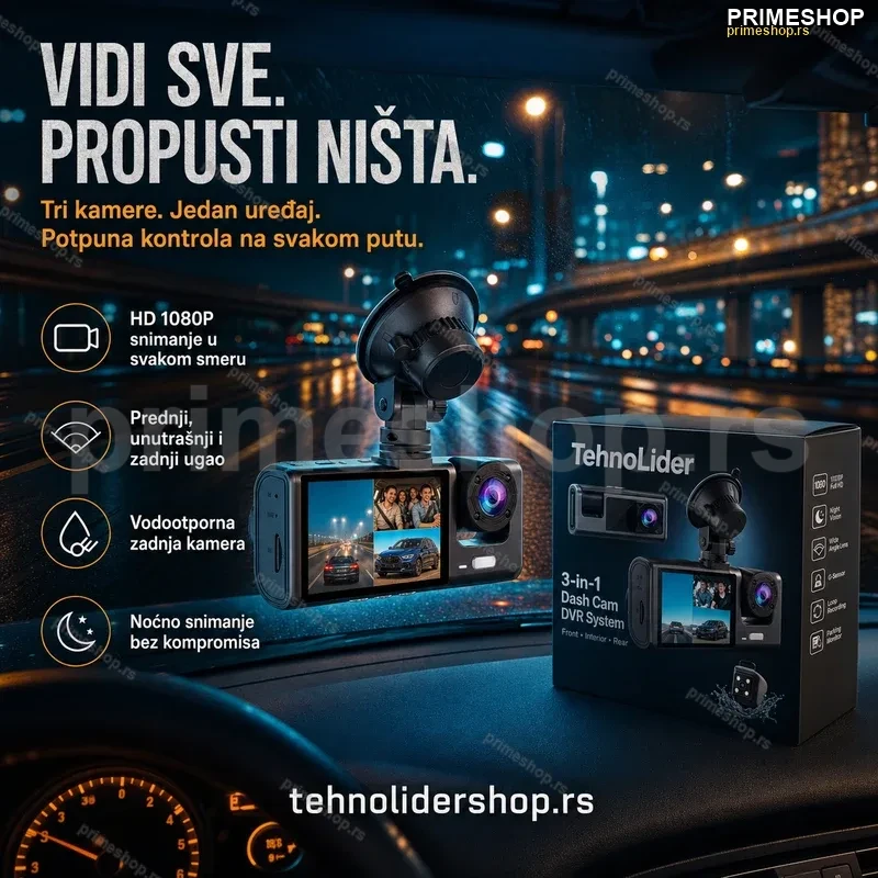 Auto kamera sa 3 kamere DVR za auto 3u1 Black Box Auto kamera sa 3 kamere DVR za auto 3u1 Black Box