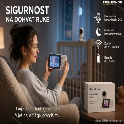 Bebi Monitor sa Kamerom, Termometrom i Dvosmерnom Komunikacijom