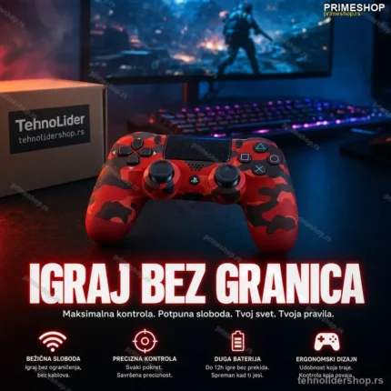 Bežični Džojstik za PS4 DoubleShock 4 – Maskirni Crveni