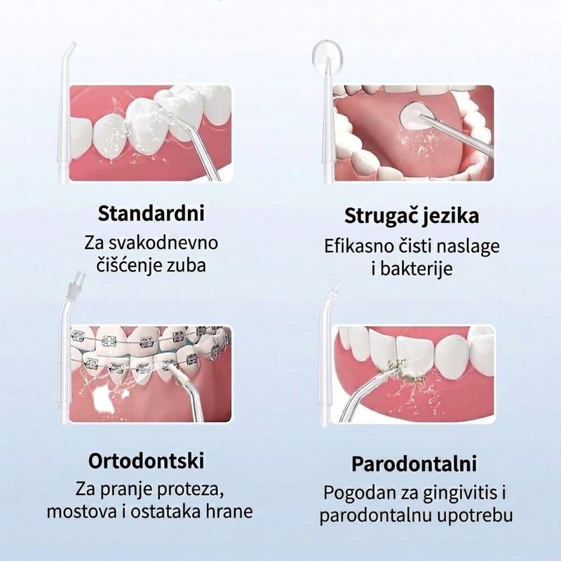 Bežični irigator za zube sa 3 režima rada — crni irigator za zube - detalji