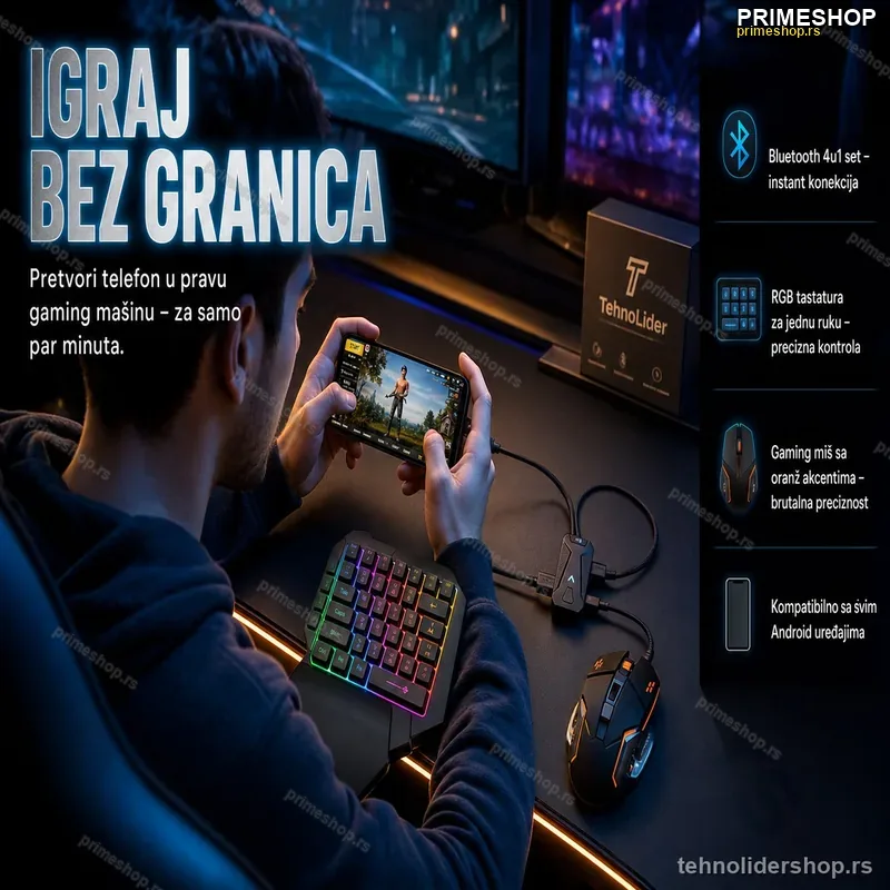 Bežični Set 4u1 – Tastatura, Miš i Bluetooth Prijemnik za Mobilni Telefon Bežični Set 4u1 – Tastatura, Miš i Bluetooth Prijemnik za Mobilni Telefon