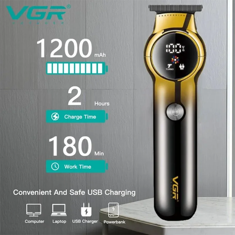 Bežični trimer VGR V-989 sa OLED ekranom za kosu i bradu bežični trimer VGR - u upotrebi