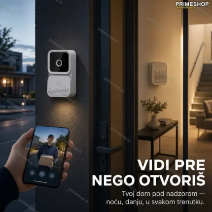 Bežično zvono sa kamerom WiFi za vrata — noćni vid i mobilna aplikacija