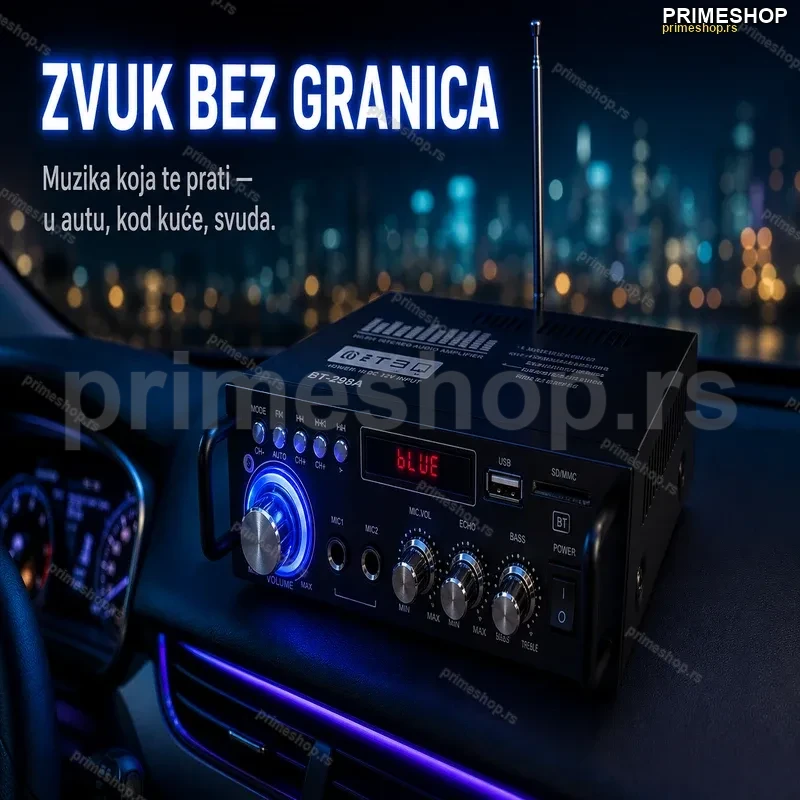 Bluetooth Pojačalo za Auto BT-298A – 12V/220V, USB, SD, MP3 Bluetooth Pojačalo za Auto BT-298A – 12V/220V, USB, SD, MP3