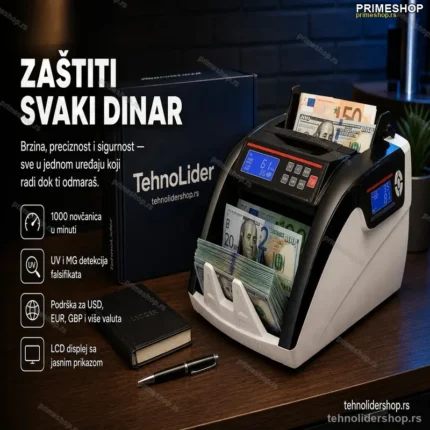 Brojač Novčanica sa Detektorom Falsifikata – UV i MG Zaštita, LCD