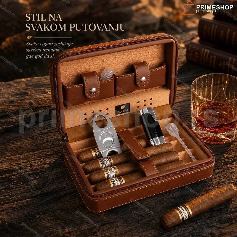 COHIBA putni kožni humidor za tompuse — braon
