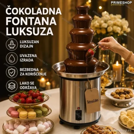 Čokoladna Fontana Velika – 4 Nivoa, Nerđajući Čelik, 2000W
