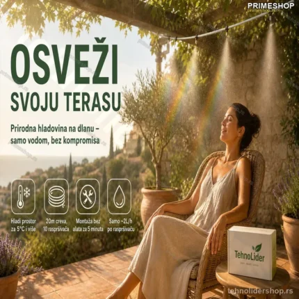 Crevo sa Raspršivačem Vodena Magla 20m – Hlađenje Terase i Bašte