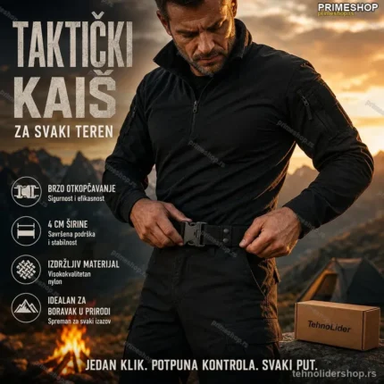 Crni Taktički Kaiš sa Metalnom Kopčom na Brzo Otpuštanje