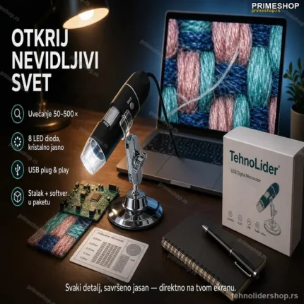 Digitalni Mikroskop USB 50–500× | Kamera za PC, Istraživanje i Edukaciju