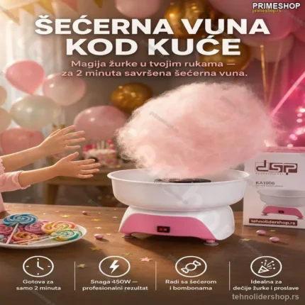 DSP Aparat za Šećernu Vunu 450W – Brza Priprema kod Kuće