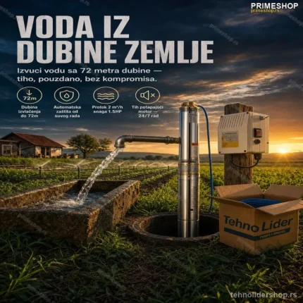 Dubinska Pumpa za Bunar 1.5HP sa Kontrolerom – Izvlačenje do 72m